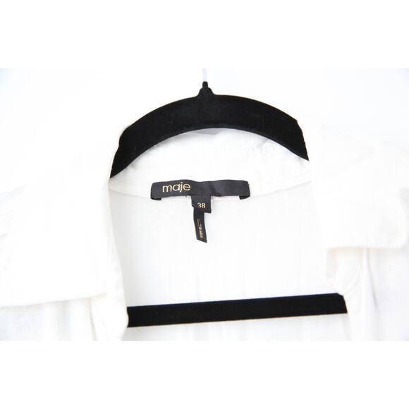 Maje Embroidered Ruffled Maxi Dress in White - Picture 8 of 9